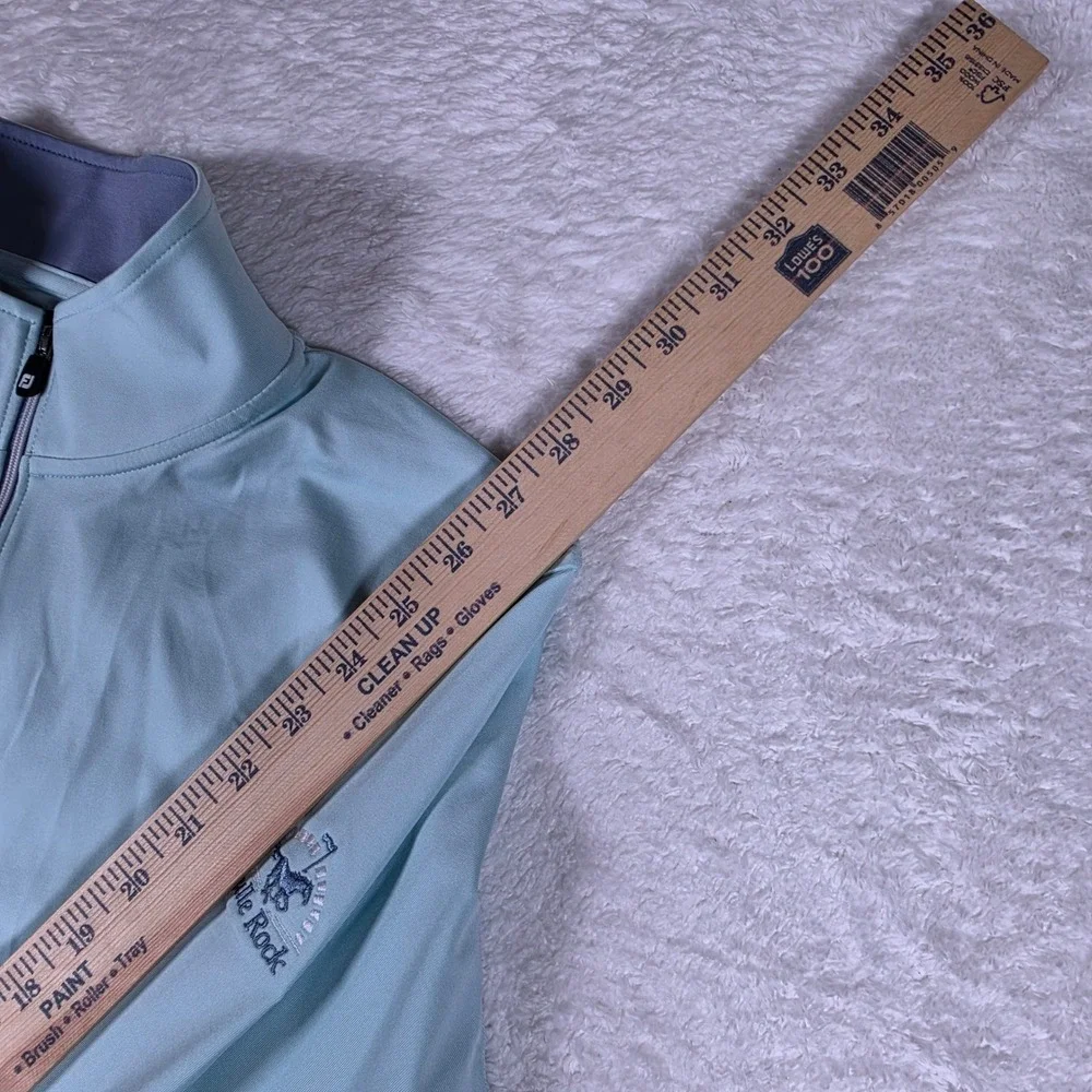 FootJoy 1/4 Zip Bulle Rock Mens M Light Blue Nylon Stretch L/S Pullover 28212